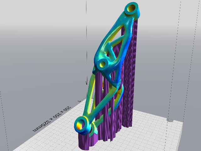 Pieza en la que se ha optimizado la orientación para la impresión.
