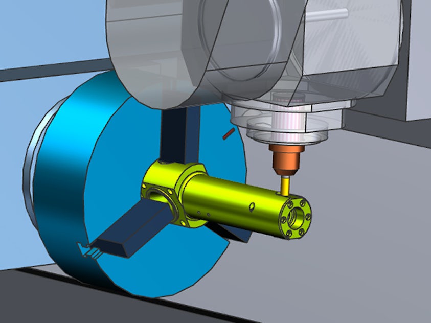 Pieza de máquina que requiere fresado multieje renderizada con el software de NX CAD/CAM.